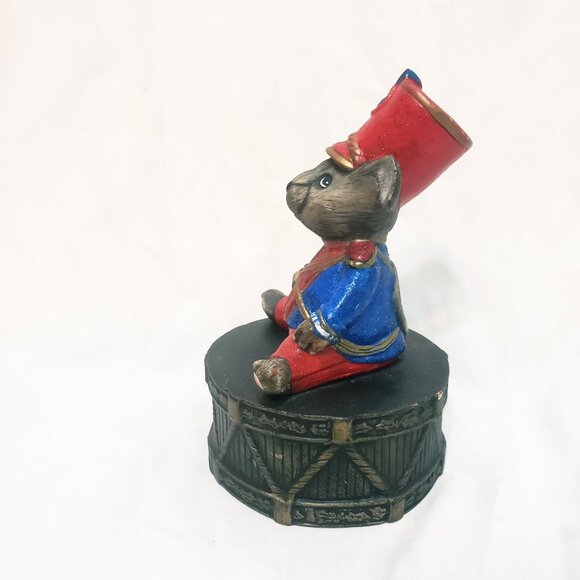 Christmas Mouse Soldier on Drum Figurine 6" Hand painted Vintage - Picture 6 of 7